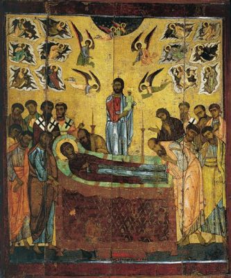 The Dormition of the Theotokos : A Glimpse into the Profound Spirituality and Masterful Iconography of Kirill Rozanov